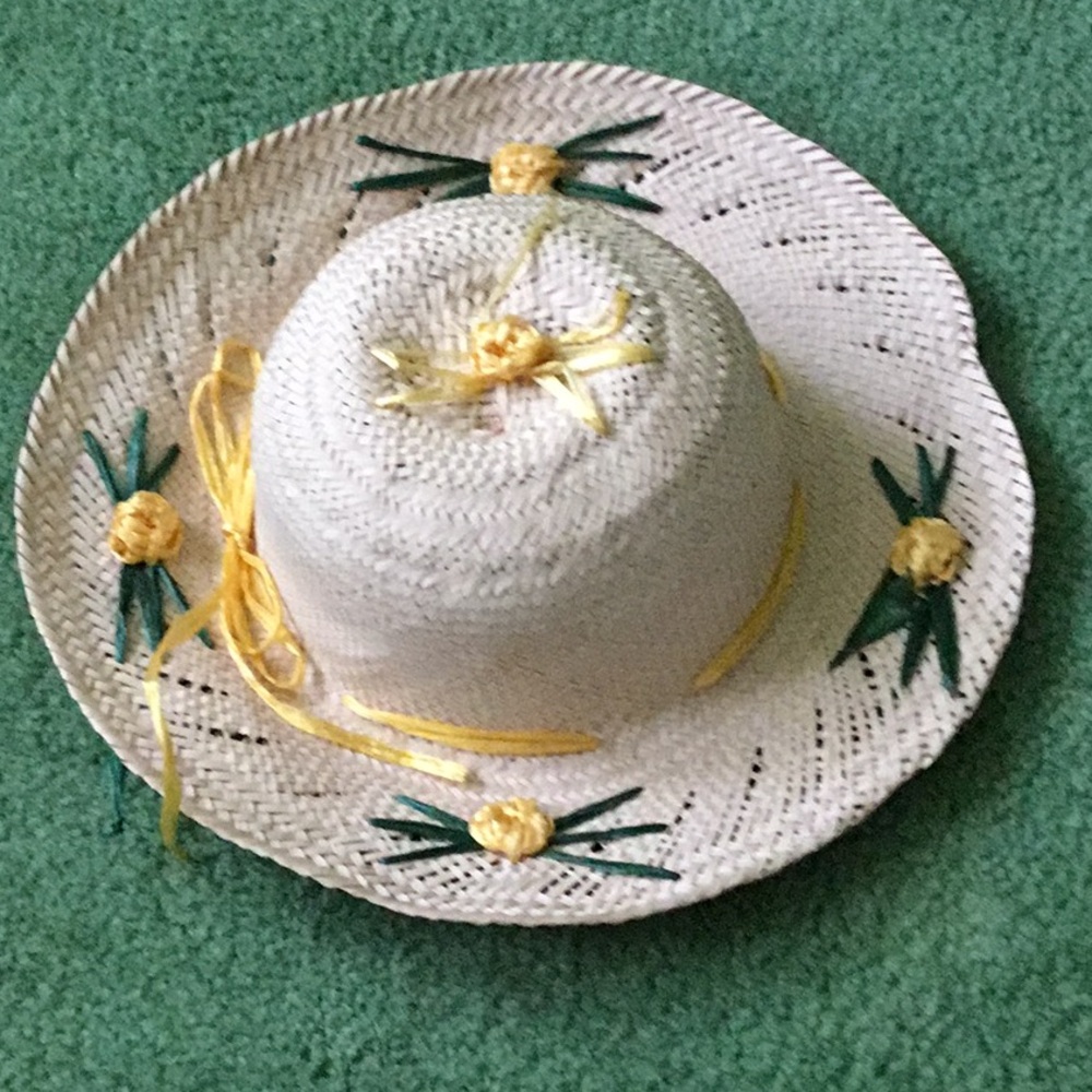Kids Straw Floral Summer Beach Hat